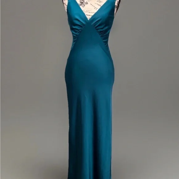 House of Harlow 1960 Teal V-Neck Maxi Dress - Picture 1 of 9